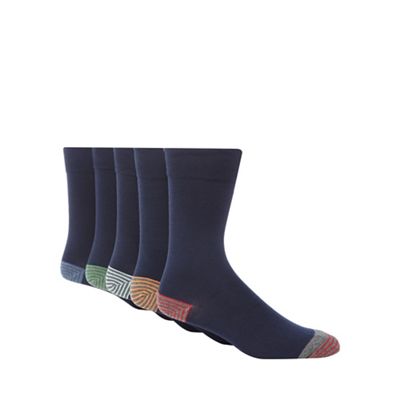 Freshen Up Your Feet Pack of five navy striped tip socks